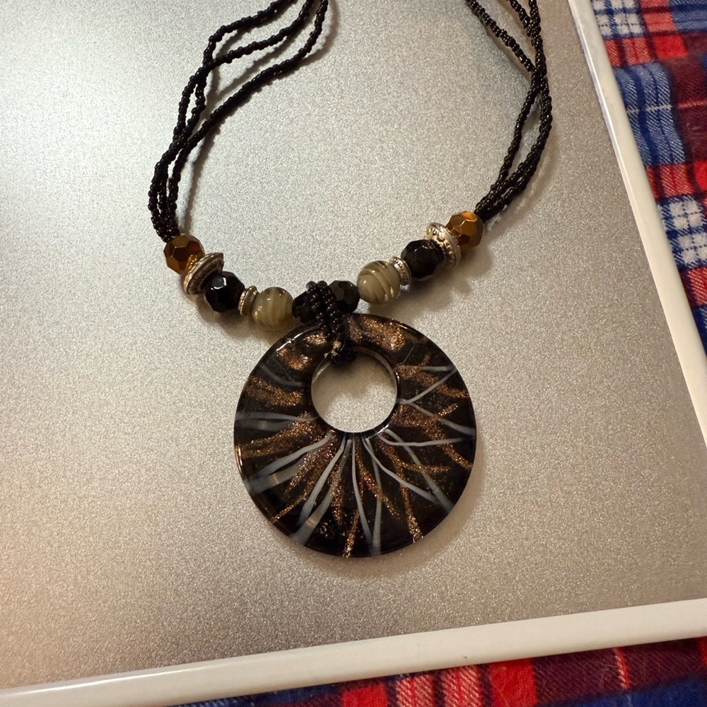 Chic Black and Gold Swirl Necklace